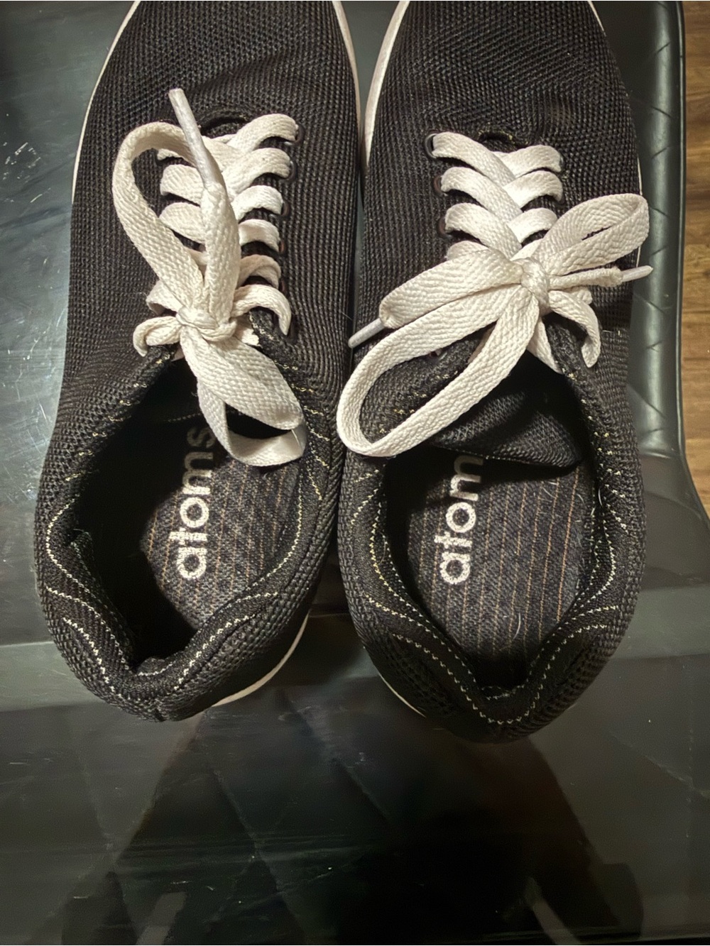 Atoms Women's Black Knit Sneakers with White Laces - Picture 2 of 10
